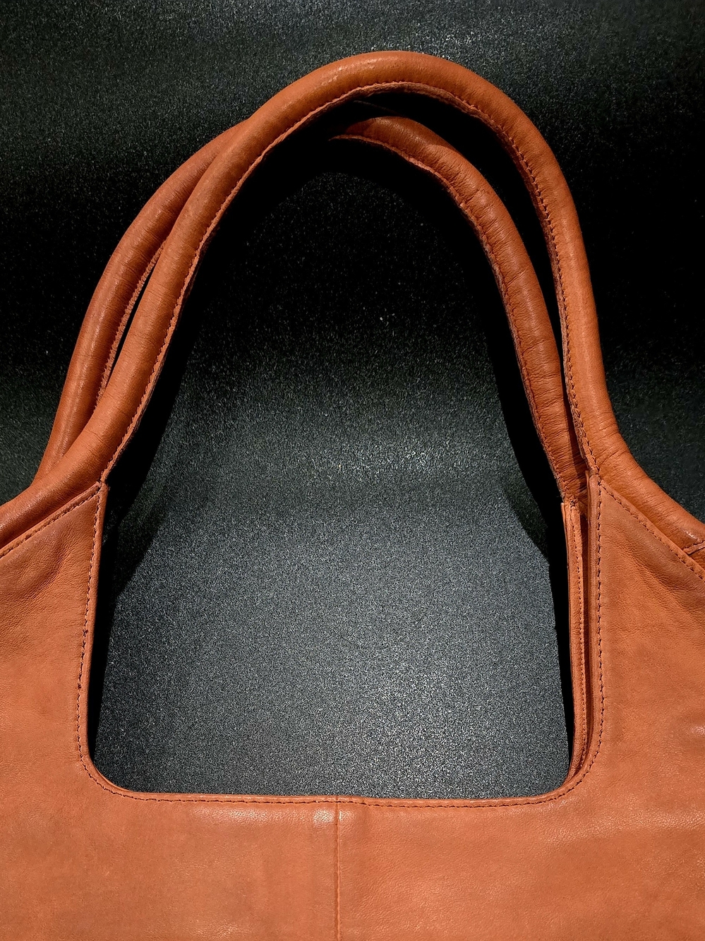 Round Leather Shoulder Bag in Cognac - Picture 11 of 12